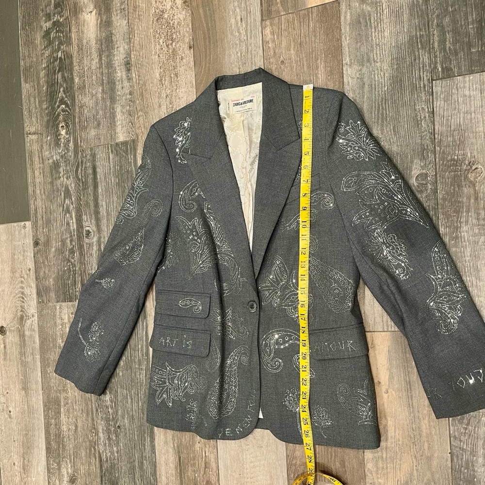 Zadig & Voltaire Women's Size 36 Grey Venus Paisley-embellished Blazer $798 - Picture 10 of 16